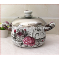 porcelain enamel cookware with coating high quality decal and metal lid ceramic handle